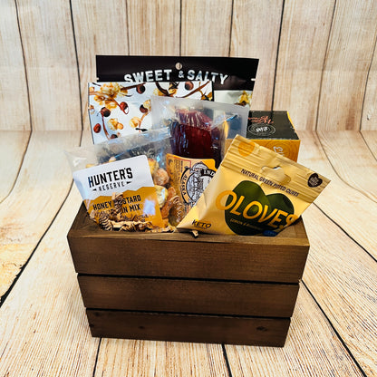 Autumn Treats Gift Basket | Popcorn, Sausage, Crackers & more