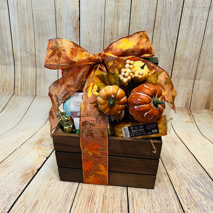 Fall Harvest Gift Basket | Cheese, Sausage, Sea Salt Caramels & more