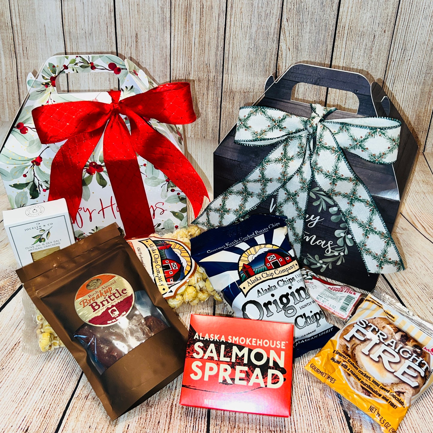 Holiday Gable Boxes | Almond Brittle, Salmon Spread & more